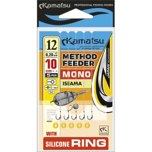 Carlige Legate Kamatsu Iseama Rig Method Feeder Cu Inel Silicon, 10cm, Nr.10, 0.22mm, 5buc/pac