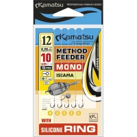 Carlige Legate Kamatsu Iseama Rig Method Feeder Cu Inel Silicon, 10cm, Nr.12, 0.20mm, 5buc/pac