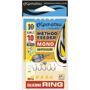 Carlige Legate Kamatsu Kantousure Rig Method Feeder Pe Inel Silicon Monofilament, 10cm, Nr.8, 0.22mm, 5buc/pac Carlige Legate Kamatsu Kantousure Rig Method Feeder Pe Inel Silicon Monofilament, 10cm, Nr.8, 0.22mm, 5buc/pac