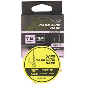 Carlige Legate MATRIX X9 Wide Gape Carp Band Rigs, Nr.10, 45cm, 8buc/plic