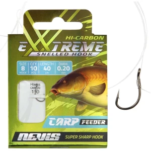 Carlige Legate Nevis Carp Feeder, Nr.6, 0.22mm, 40cm, 10buc/pac Carlige Legate Nevis Carp Feeder, Nr.6, 0.22mm, 40cm, 10buc/pac