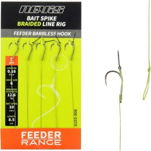 Carlige Legate Nevis Feeder Cu Spin Steg Barbless, Nr.12, 0.12mm, 8.5cm, 10buc/pac