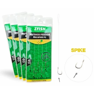 Carlige Legate ZFISH Method Feeder Rig Spike, Carlig Nr.8, Spin 6mm, Fir  Fluorocarbon 0.22mm, 5buc/pac