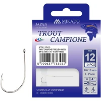 Carlige Legate Mikado Trout Campione, 200cm, Nr.8, 0.20mm, 10buc/pac