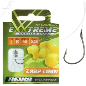 Carlige Legate Nevis Crap Corn, Nr.10, 0.20mm, 40cm, 10buc/pac Carlige Legate Nevis Crap Corn, Nr.10, 0.20mm, 40cm, 10buc/pac