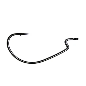 Carlige Offset Vanfook Worm-55B Stealth Black Offset Hooks Nr.6/0, 4buc/plic