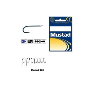 Carlig Mustad Concurs M313, Tija Lunga, Negru/Albastru, 10buc/plic Nr.18