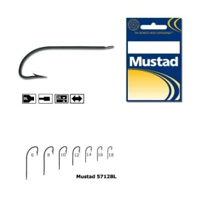 Carlig Mustad Crystal M5712BL, Tija Lunga, Negru, 10buc/plic Nr.6