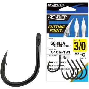 Carlig OWNER 5105 Cut Gorilla Live Bait Hook Cutting Point, Nr.1, 7buc/pac