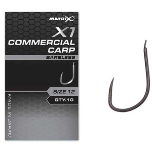 Carlige Feeder MATRIX X1 Commercial Carp Hooks, Barbless, Nr.12, 10buc/pac Carlige Feeder MATRIX X1 Commercial Carp Hooks, Barbless, Nr.12, 10buc/pac