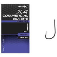 Carlige Feeder Matrix X4 Commercial Silvers, Barbless, Nr.20, 10buc/pac Carlige Feeder Matrix X4 Commercial Silvers, Barbless, Nr.20, 10buc/pac