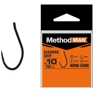 Carlige KONGER Methodman Diamond Grip Titanium Grey, Nr.12, 10buc/pac Carlige KONGER Methodman Diamond Grip Titanium Grey, Nr.12, 10buc/pac