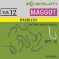 Carlige Korum Xpert Maggot Barbless Hooks Nr.12, 10buc/pac Carlige Korum Xpert Maggot Barbless Hooks Nr.12, 10buc/pac