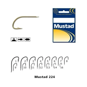 Carlige Mustad Cristal Auriu 224, 10buc/plic Nr.4  Carlige Mustad Cristal Auriu 224, 10buc/plic Nr.4
