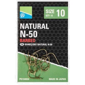 Carlige PRESTON Natural N-50 cu Paleta, Nr.18, 15buc/plic