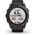Ceas GARMIN Fenix 7 Pro Sapphire Solar Carbon Grey, Curea Neagra, 51mm