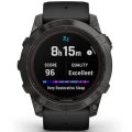 Ceas GARMIN Fenix 7 Pro Sapphire Solar Carbon Grey, Curea Neagra, 51mm