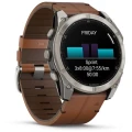 Ceas GARMIN Fenix 8 Amoled Sapphire Titan, Curea din Piele, Black / Chestnut, 51mm, EMEA