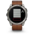 Ceas GARMIN Fenix 8 Amoled Sapphire Titan, Curea din Piele, Black / Chestnut, 51mm, EMEA