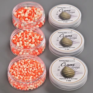Wafters ADDICTED CARP BAITS Clams Porumb N-butyric, Portocaliu & Alb, 3mm, 20g