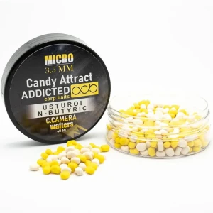 Wafters Addicted Carp Baits Pillow Candy Attract Micro, Usturoi & N-Butyric, Alb / Galben, 3.5mm, 40ml