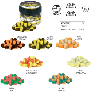Wafters Carp Zoom Duo Dumbel, NBC-Pineapple, 10-14mm, 15g Wafters Carp Zoom Duo Dumbel, NBC-Pineapple, 10-14mm, 15g