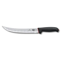 Cutit Pentru Sacrificat Victorinox Slaughter Knife, Fibrox, Dual Grip, Lama Gofrata 20cm, Curbata, Negru/rosu