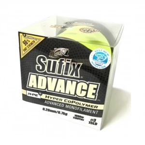 FIR MONOFILAMENT SUFIX ADVANCE 1000M 0.35MM/11.3KG 5/25LB/HI VIS YELLOW