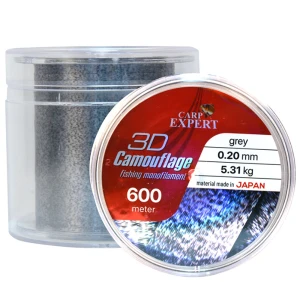 Fir Monofilament CARP EXPERT Neo 3D Camouflage Mono Line Gray-Black, 0.20mm, 5.31kg, 600m