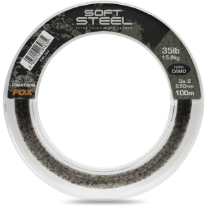 Fir Monofilament Fox Soft Steel Fleck Leader, Camo, 15.9kg, 35lbs, 0.50mm, 100m