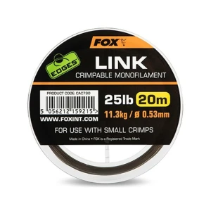 Fir Monofilament FOX Edges Link Crimpable Mono Khaki 20m 0.53/25lbs