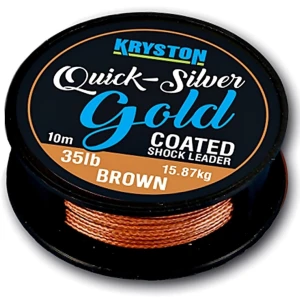 Fir Textil KRYSTON Quicksilver Gold Coated Shock Leader, Brown, 10m, 35lb/15.87kg Fir Textil KRYSTON Quicksilver Gold Coated Shock Leader, Brown, 10m, 35lb/15.87kg