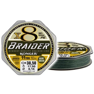 Fir Textil Konger Rigging Line Braider X8 Olive Green, 10m, 0.10mm, 10.7kg  Fir Textil Konger Rigging Line Braider X8 Olive Green, 10m, 0.10mm, 10.7kg
