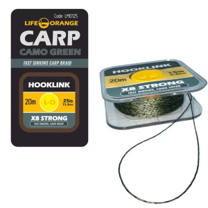 Fir Textil Orange Hooklink x8 Camo Green, 20lb, 20m