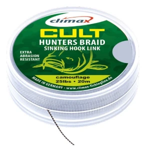 Fir textil Climax CULT HUNTERSBRAID SINKING HOOKLINK 20m 30lbs 0.30mm Weed Green Fir textil Climax CULT HUNTERSBRAID SINKING HOOKLINK 20m 30lbs 0.30mm Weed Green