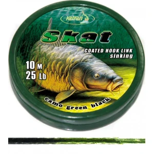 KATRAN Coated braided hook links SKAT 15Lb 10 M/15Lb/10 M/camo green black