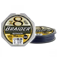 Fir Textil Konger Rigging Line Braider X8 Black 0.18mm, 21.4kg, 10m