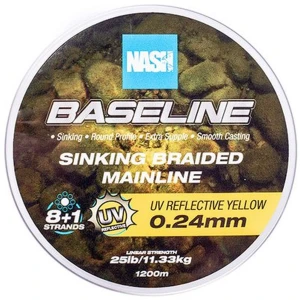 Fir Textil Nash Baseline Sinking Braid, UV Yellow, 13.6kg, 30lbs, 0.28mm, 1200m