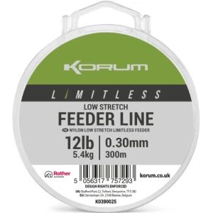 Fir Monofilament KORUM Limitless Low Stretch Feeder Line, 5.4kg, 0.30mm, 300m