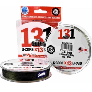 FIR TEXTIL SUFIX 131 G-CORE X13 BRAID LO VIS GREEN 150M 0.235mm 13.61kg
