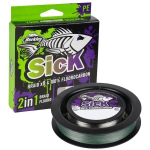 Fir Textil BERKLEY Sick Two In One & Fluorocarbon Duo Spool System, 0.10mm/0.35mm 150/40m, Moss Green-Fluo Clear
