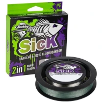 Fir Textil Berkley Sick Two In One & Fluorocarbon Duo Spool System, Moss Green-fluo Clear, 150m - 0.08mm, 50m - 0.30mm