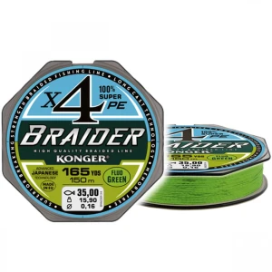 Fir Textil Konger Braider X4 Fluo Green 0.10mm, 9.8kg, 150m Fir Textil Konger Braider X4 Fluo Green 0.10mm, 9.8kg, 150m