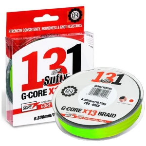 Fir Textil SUFIX 131 G-Core x13 Braid, Neon Chartreuse, 120m, 0.128mm, 6.80kg/15lbs