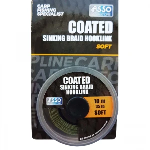 Fir Textil cu Camasa  ASSO Coated Soft Sinking Braid Hooklink 25Lb 10m
