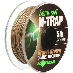 Fir Textil cu Camasa KORDA N-Trap Soft Coated, Gravel Brown, 15lbs, 20m
