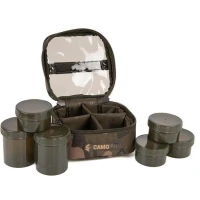 Geanta Fox Camolite 6 Pot Hookbait Case, Camo, 17x16.5x9.5cm