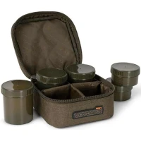 Geanta Fox Voyager 6 Pot Hookbait Case, Kaki, 17x17x10cm