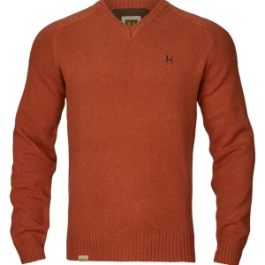 Pulover HARKILA Vincent Merino V-Neck Pullover, Bombay Brown, Marimea 2XL