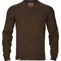 Pulover Harkila Vincent Merino V-neck Pullover, Demitasse Brown, Marimea 2xl